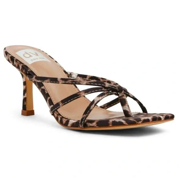 DV by Dolce Vita Women's Leopard Zini Strappy Kitten Heeled Sandal Heels Size 9 - Picture 1 of 7
